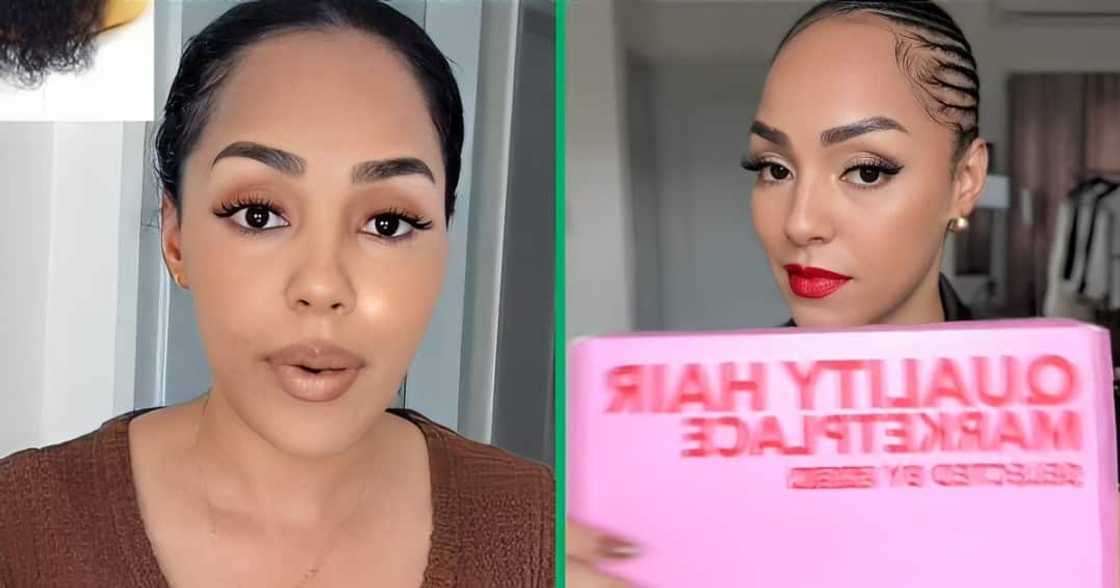 A TikTok video shows a woman unveiling her wig from Shein.