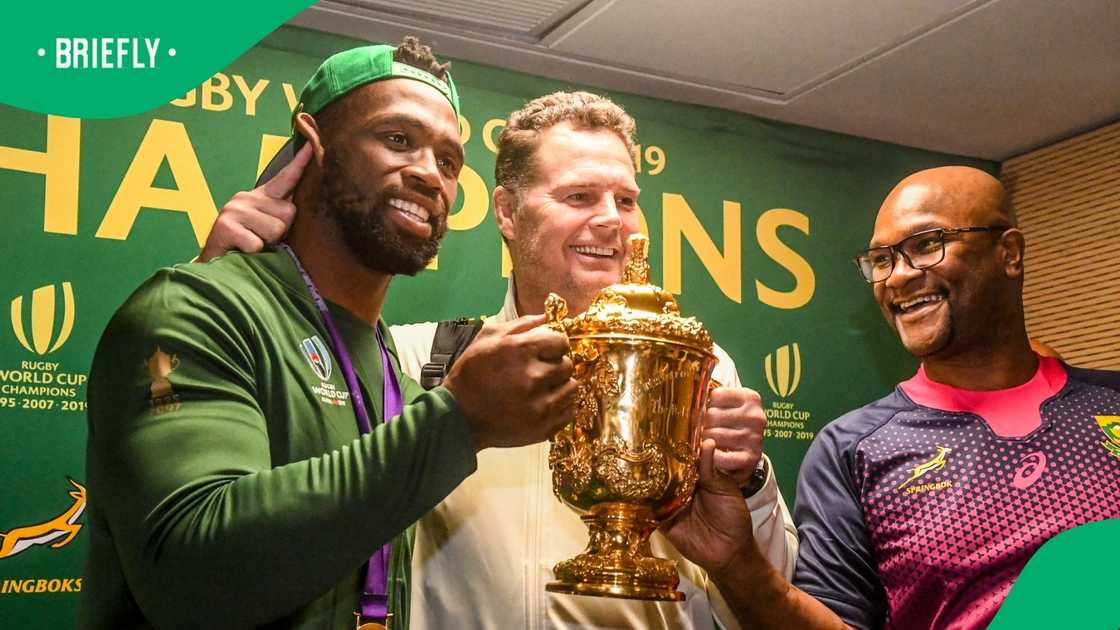 Siya Kolisi, Rassie Erasmus, Nathi Mthethwa