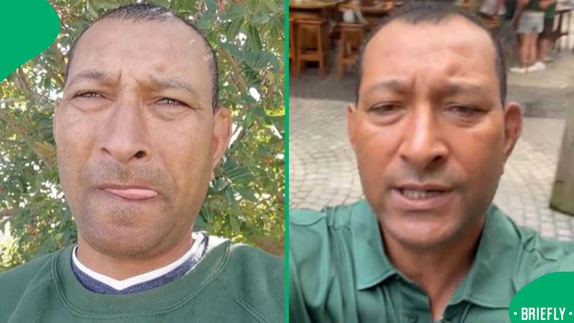 The image on the right captured the police officer talking about his career