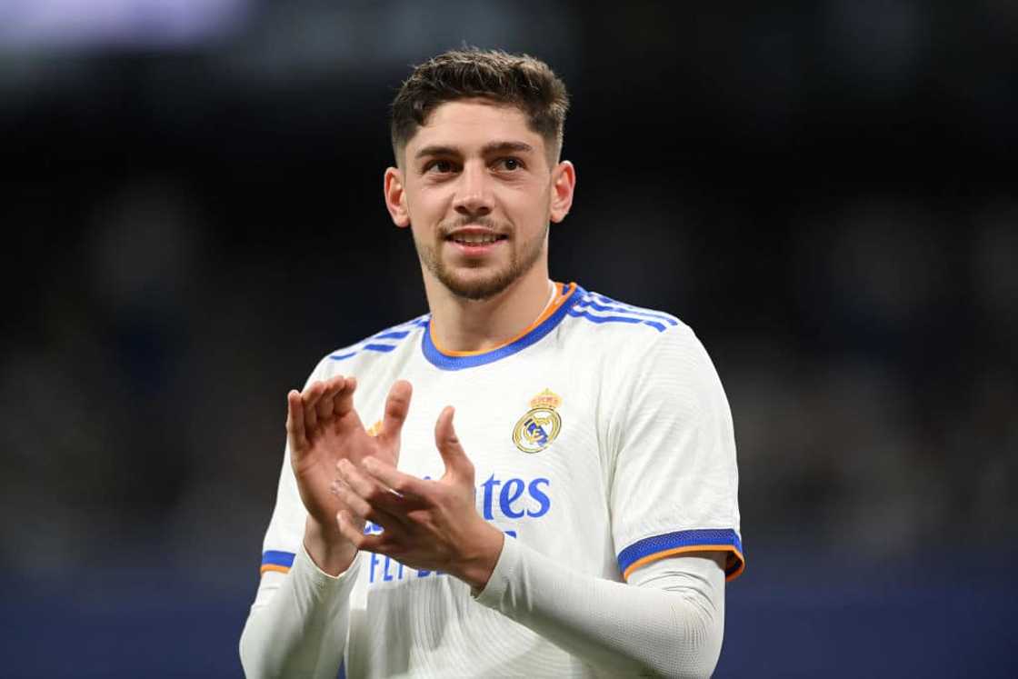 Federico Valverde at Estadio Santiago Bernabeu in Madrid, Spain. Federico Valverde at Estadio Santiago Bernabeu in Madrid, Spain.