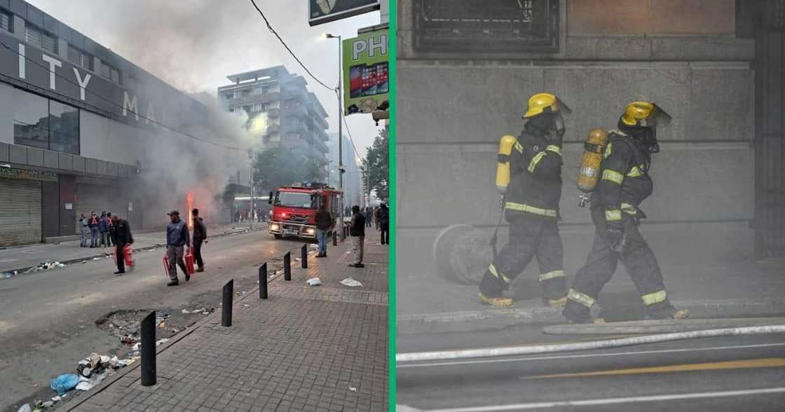 A fire in Johannesburg broke out on the corner of Jeppe and Polly Street, affecting eight shops