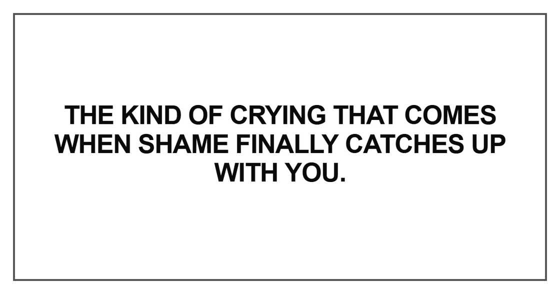 The kind of crying that comes when shame finally The kind of crying that comes when shame finally