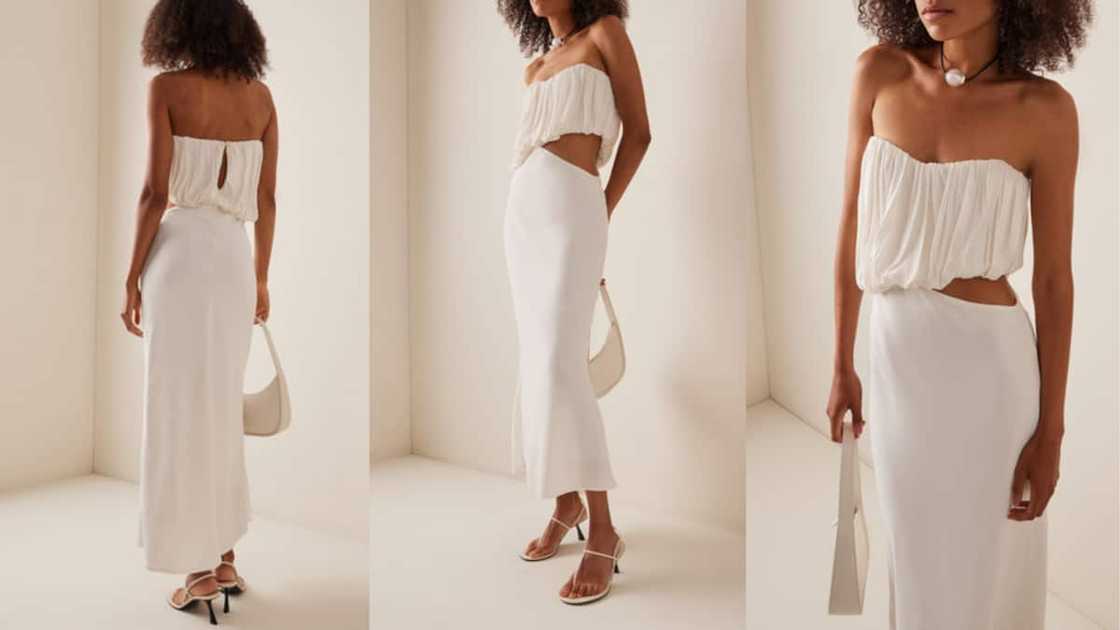 Ruched cutout midi with a sweetheart neckline Ruched cutout midi with a sweetheart neckline