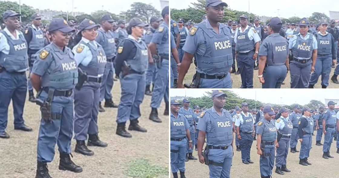SAPS officers trying to march in Durban SAPS officers trying to march in Durban
