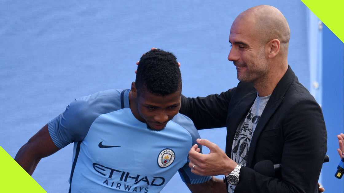 Kelechi Iheanacho, Pep Guardiola, Manchester City, City Football Academy, Manchester, North West, England, July 3, 2016.