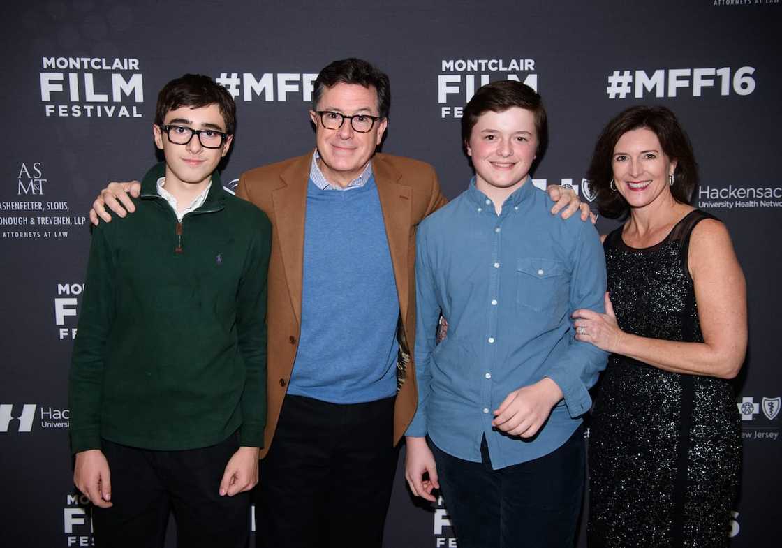 Colbert with his wife Evelyn McGee-Colbert and their sons arrive at the Post-Election Evening to Benefit Montclair Film Festival at NJ Performing Arts Center on 19th November 2016 in Newark.