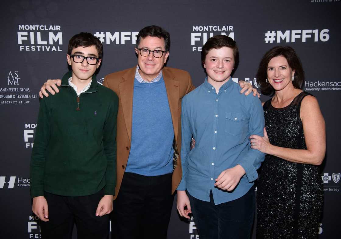 Colbert with his wife Evelyn McGee-Colbert and their sons arrive at the Post-Election Evening to Benefit Montclair Film Festival at NJ Performing Arts Center on 19th November 2016 in Newark. Colbert with his wife Evelyn McGee-Colbert and their sons arrive at the Post-Election Evening to Benefit Montclair Film Festival at NJ Performing Arts Center on 19th November 2016 in Newark.