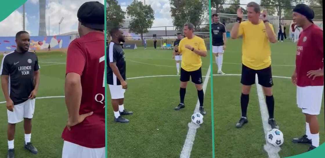 Team Jay Jay and Ronaldinho faced each other during the PSG Legends match. Team Jay Jay and Ronaldinho faced each other during the PSG Legends match.
