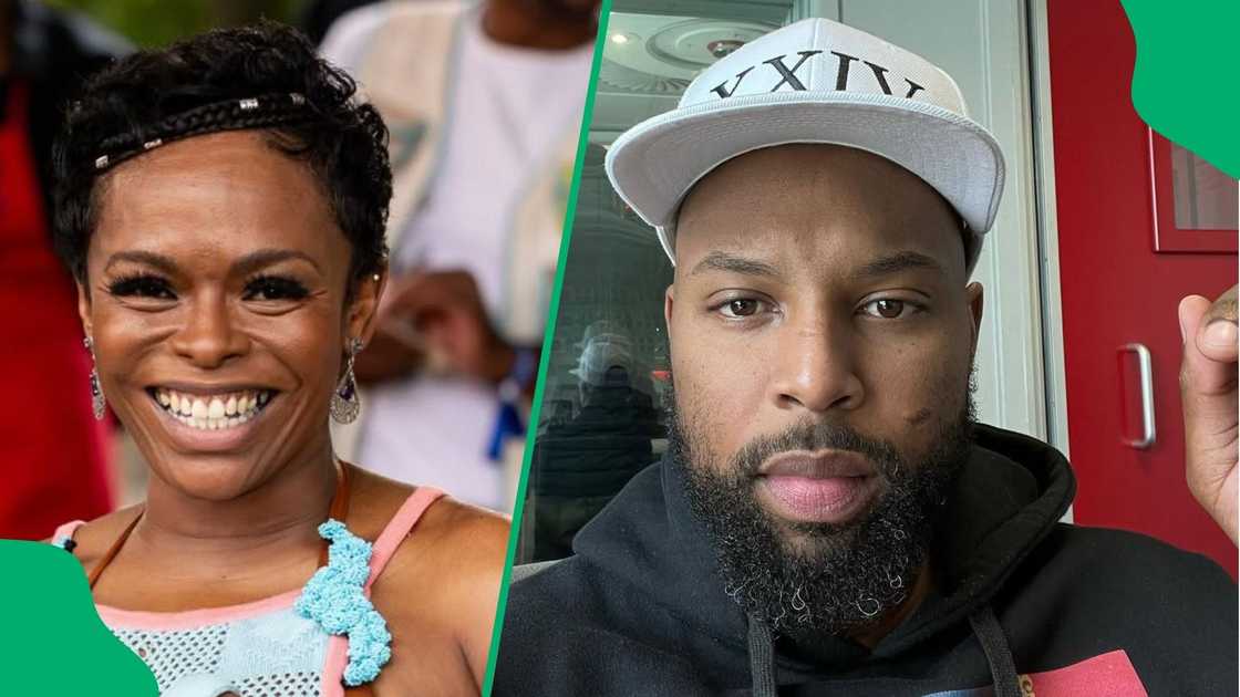 Sizwe Dhlomo gives Unathi her flowers Sizwe Dhlomo gives Unathi her flowers