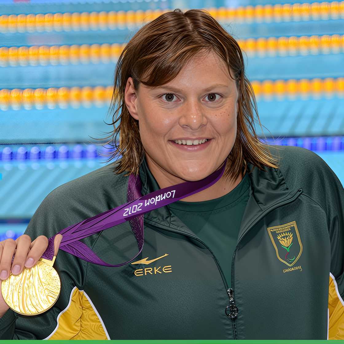 Natalie du Toit, with her gold medal at the London 2012 Games.