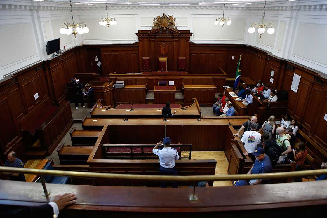 A view of a South African court. A view of a South African court.