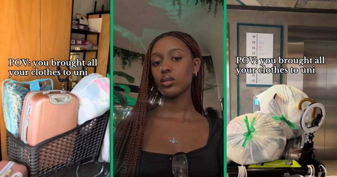 Student packs all her clothes for res Student packs all her clothes for res