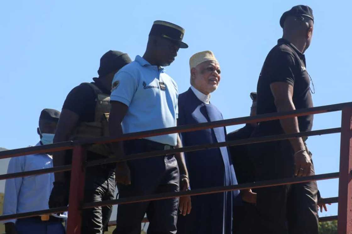 Former president Ahmed Abdallah Sambi arriving for the trial under police escort on November 21 Former president Ahmed Abdallah Sambi arriving for the trial under police escort on November 21