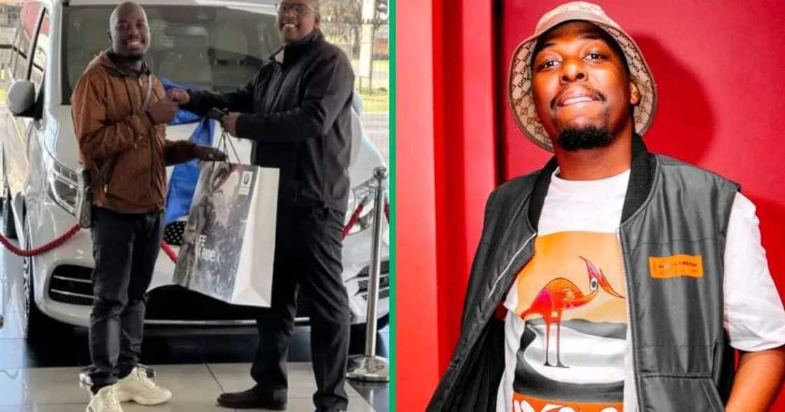 De Mthuda purchased a new Mercedes Benz car De Mthuda purchased a new Mercedes Benz car