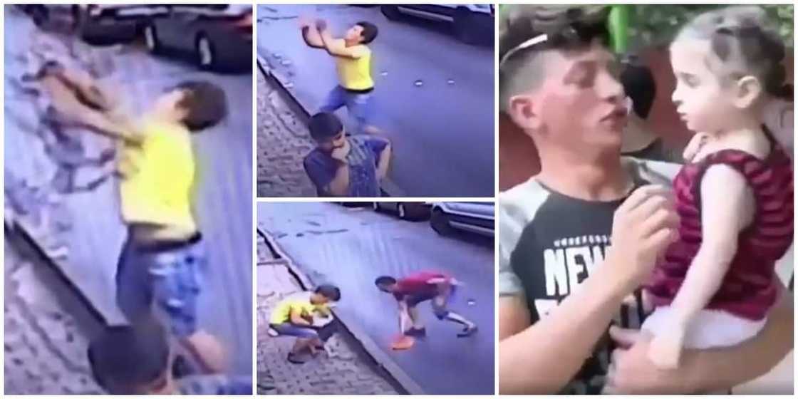 Reactions as 17-year-old boy saves kid from falling from building in incredible video Reactions as 17-year-old boy saves kid from falling from building in incredible video