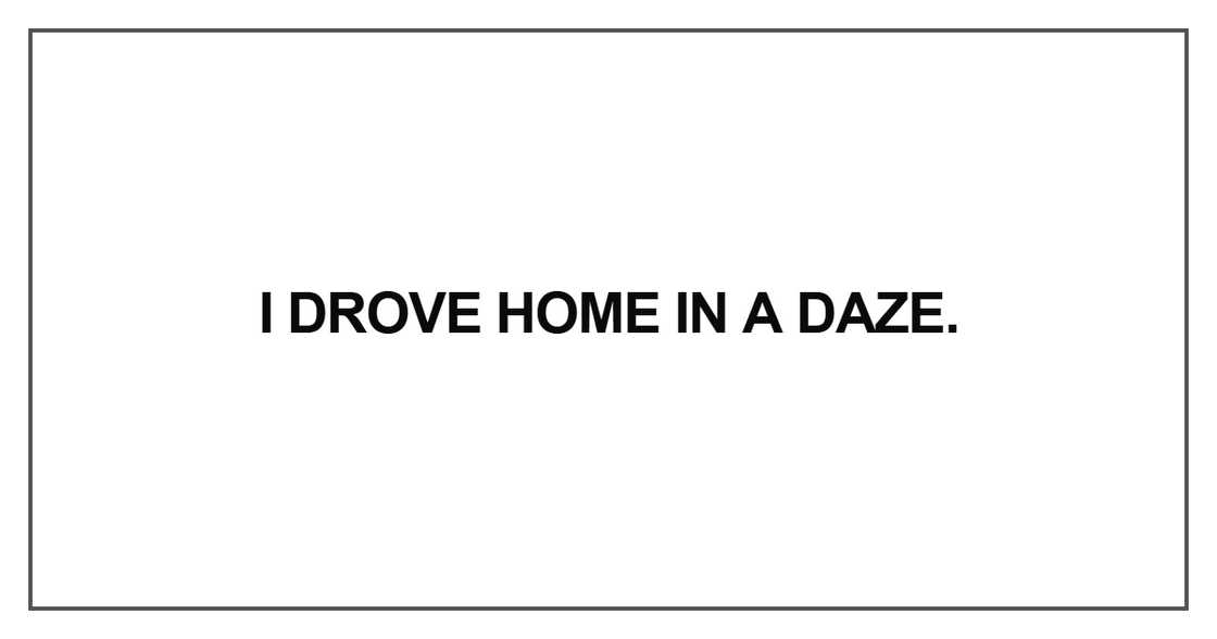 I drove home in a daze I drove home in a daze