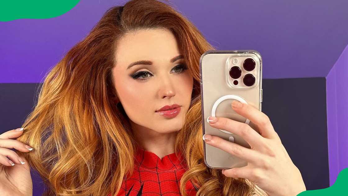 Amouranth in a spiderman costume. Amouranth in a spiderman costume.
