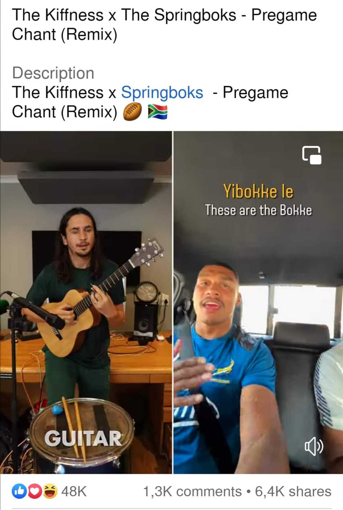 The Kiffness's post remixing the Bokke's chant