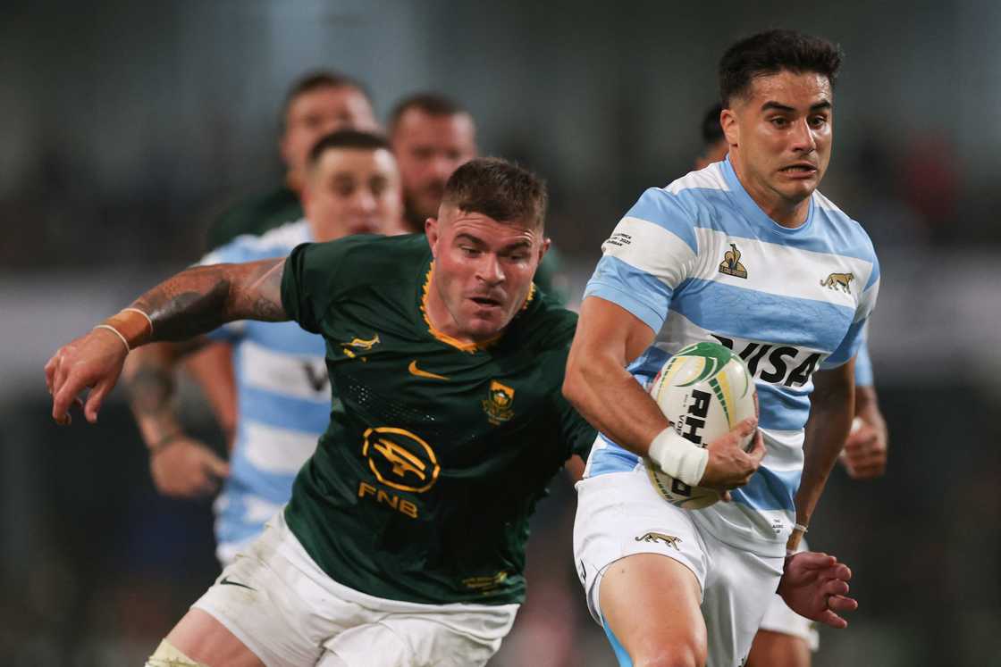 Tomas Albornoz, Malcolm Marx, Rugby Championship Test match. Tomas Albornoz, Malcolm Marx, Rugby Championship Test match.