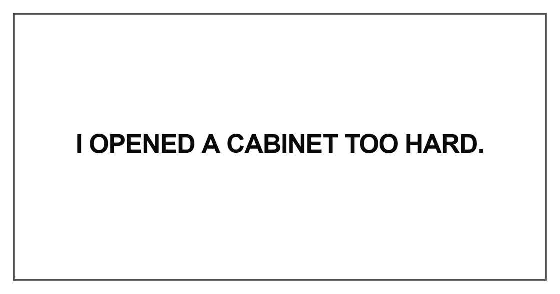 I opened a cabinet too hard