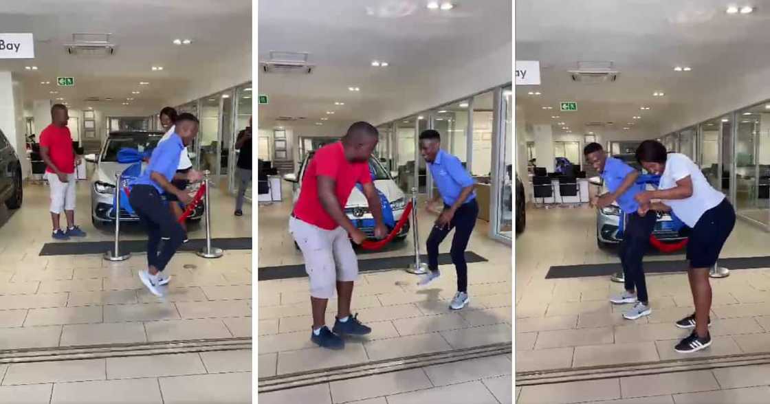 a lit car salesman had Mzansi vibing along to his celebratory dancing. a lit car salesman had Mzansi vibing along to his celebratory dancing.
