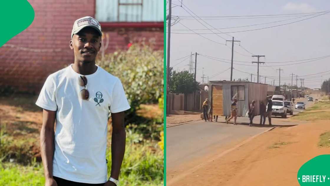 The shack, however, collapsed as the man moved with it The shack, however, collapsed as the man moved with it