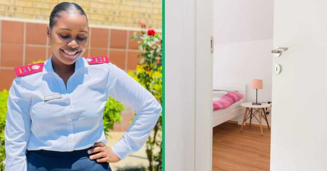 A woman showed off her accommodation A woman showed off her accommodation