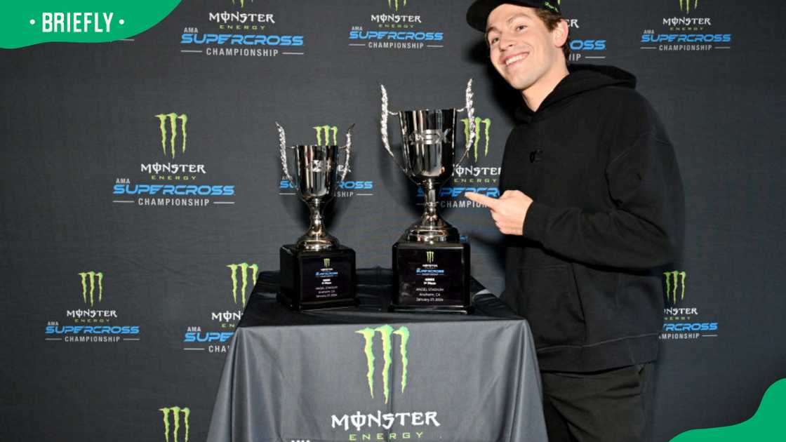 Ben Azelart during the 2024 Monster Energy Supercross VIP Event at Angel Stadium of Anaheim Ben Azelart during the 2024 Monster Energy Supercross VIP Event at Angel Stadium of Anaheim