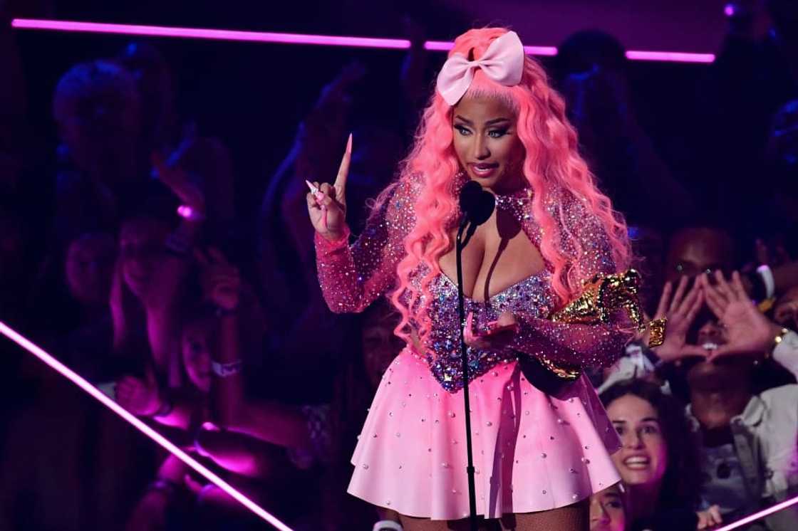 US rapper Nicki Minaj accepts the Michael Jackson Video Vanguard Award onstage during the MTV Video Music Awards at the Prudential Center in Newark, New Jersey on August 28, 2022