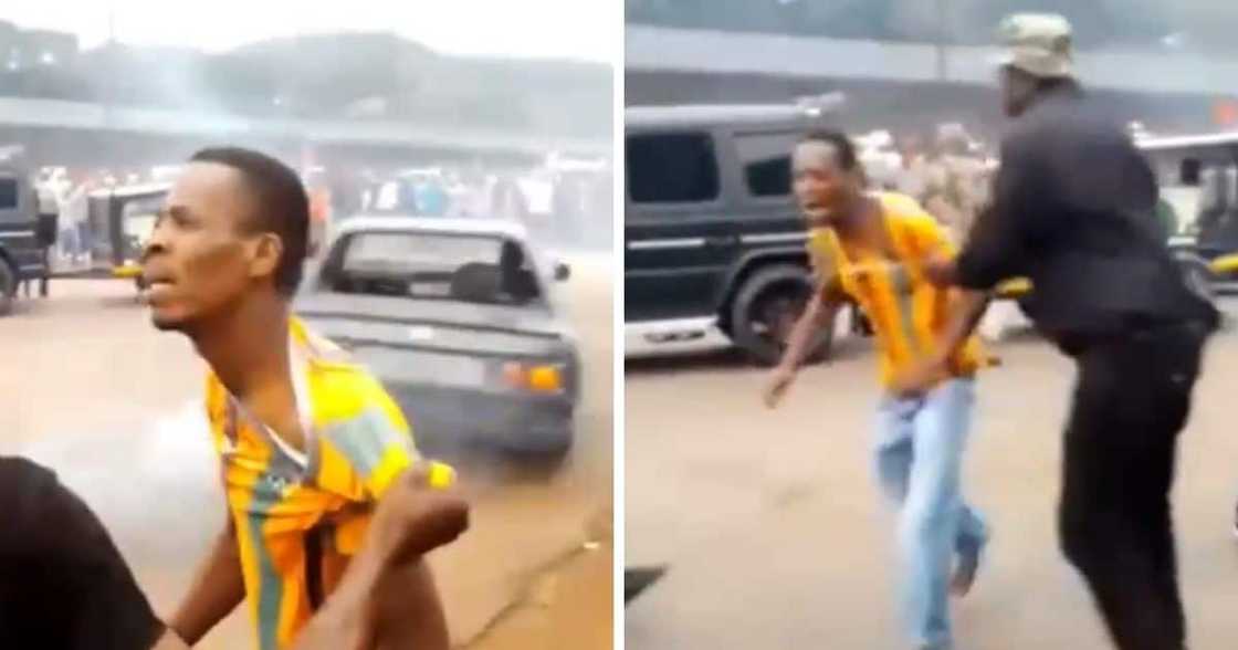 Dancing man slapped after almost being knocked by spinning BMW 3 Series Dancing man slapped after almost being knocked by spinning BMW 3 Series
