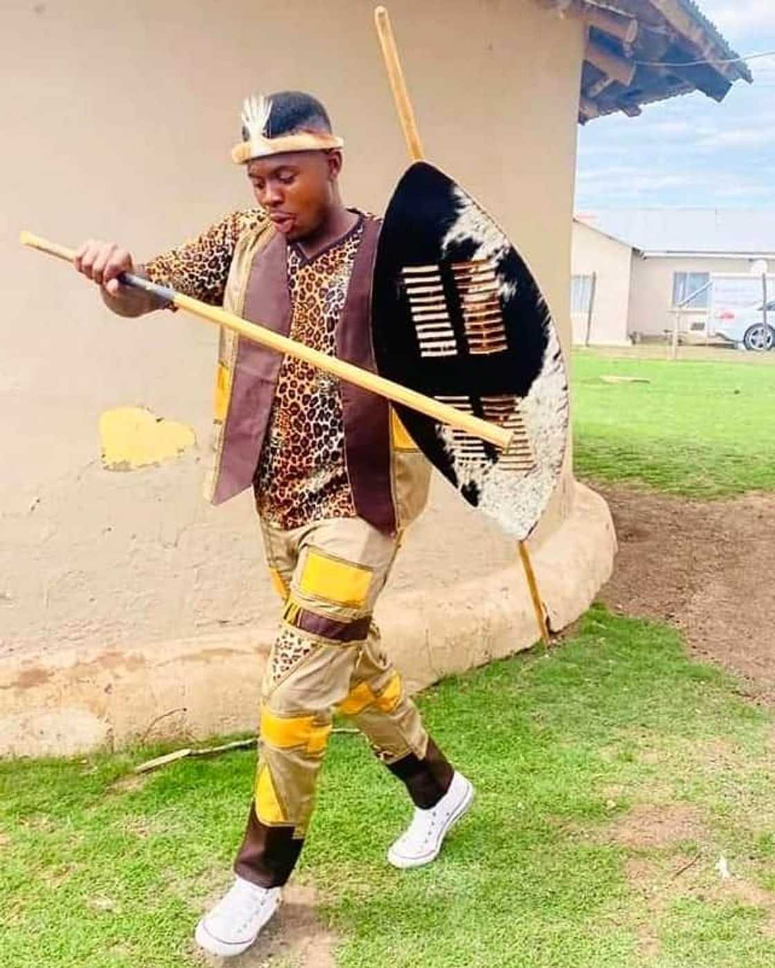Traditional Zulu-themed attire, but make it casual Traditional Zulu-themed attire, but make it casual