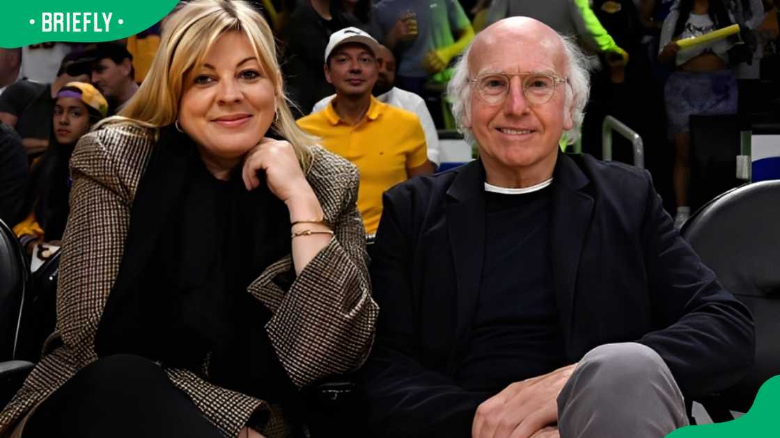Ashley Underwood and Larry David at Crypto.com Arena Ashley Underwood and Larry David at Crypto.com Arena