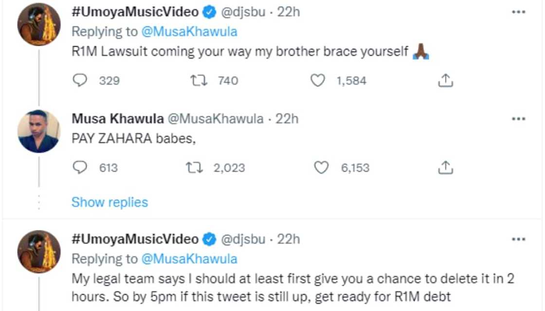 DJ Sbu Threatens R1 Mill Lawsuit After Blogger Claims Musician Sent “Thug Friends” To Steal Zahara’s Awards DJ Sbu Threatens R1 Mill Lawsuit After Blogger Claims Musician Sent “Thug Friends” To Steal Zahara’s Awards