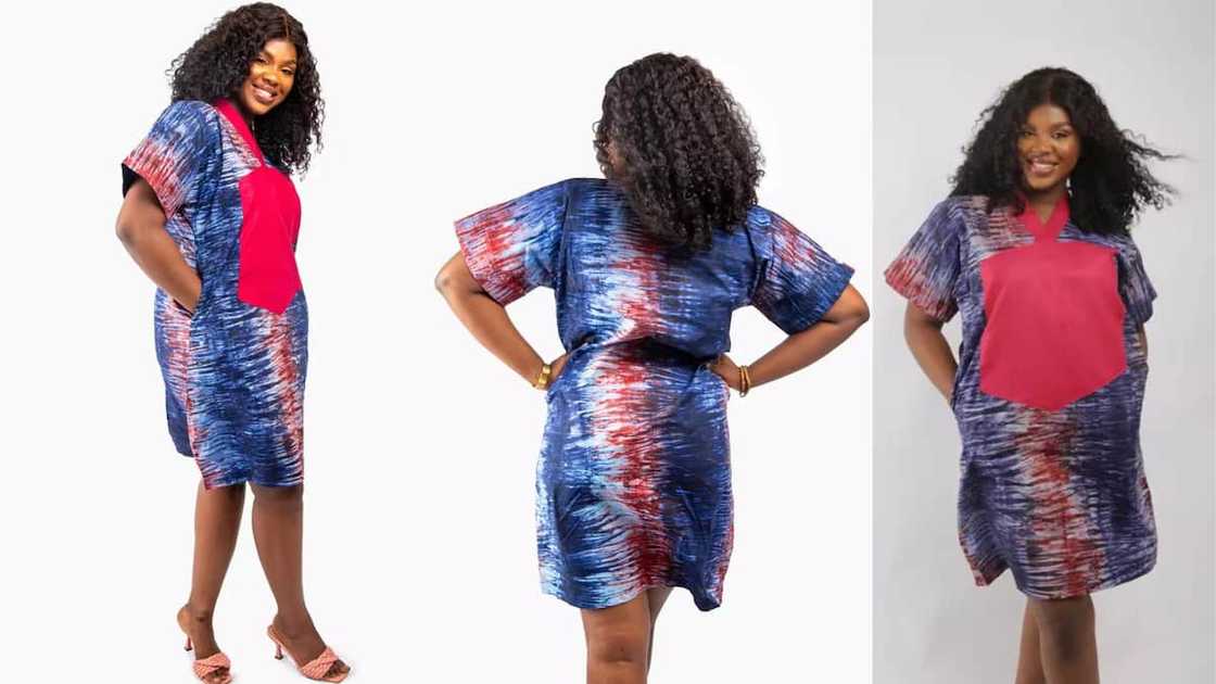 Mix-fabric kaftan short gown Mix-fabric kaftan short gown