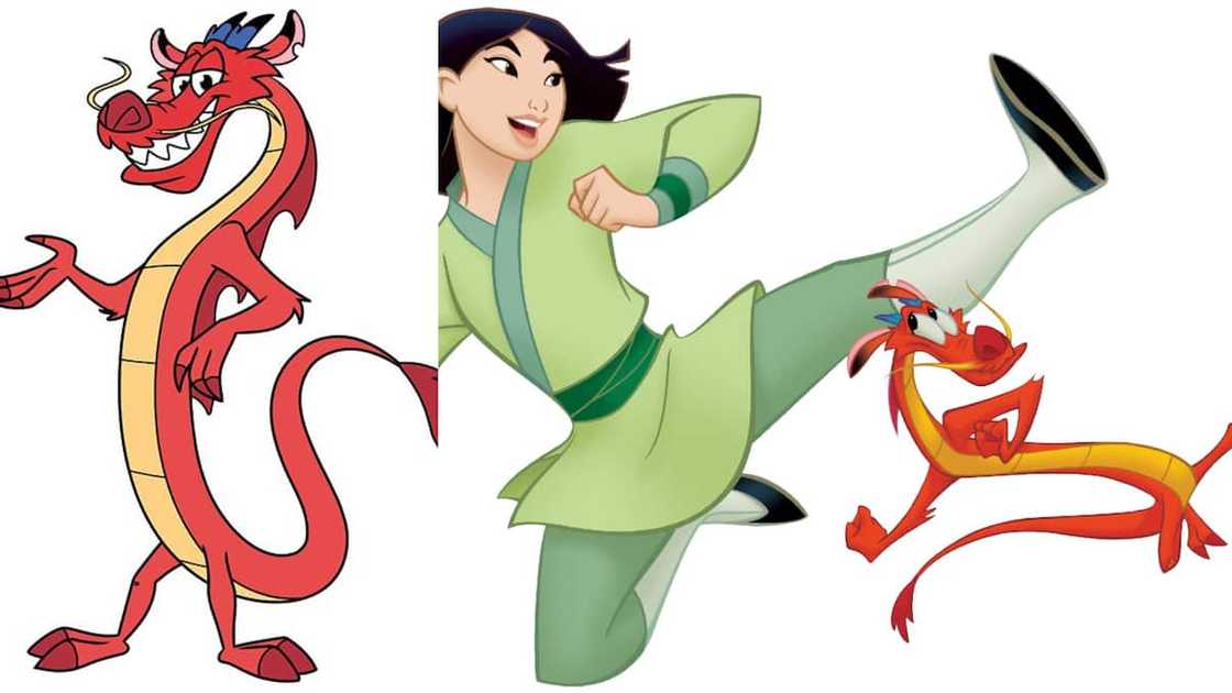 Mushu and Mulan from Disney's Mulan animation Mushu and Mulan from Disney's Mulan animation