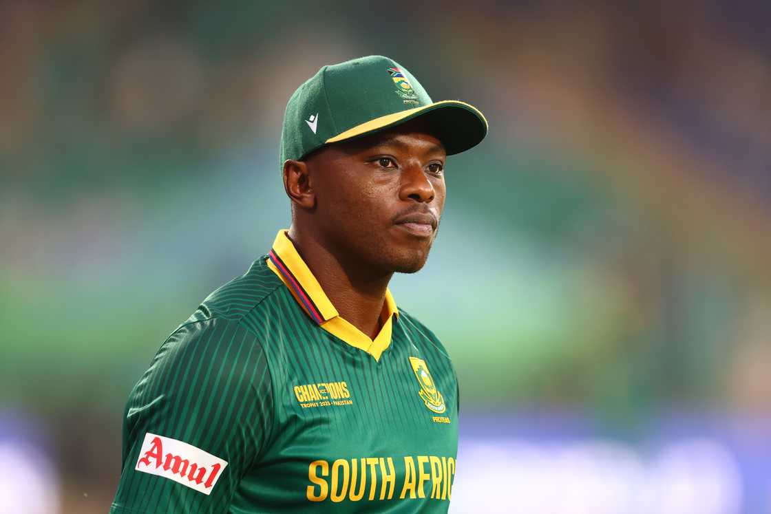 Kagiso Rabada of South Africa looks on during the ICC Champions Trophy match between Afghanistan and South Africa at National Stadium in Karachi Kagiso Rabada of South Africa looks on during the ICC Champions Trophy match between Afghanistan and South Africa at National Stadium in Karachi