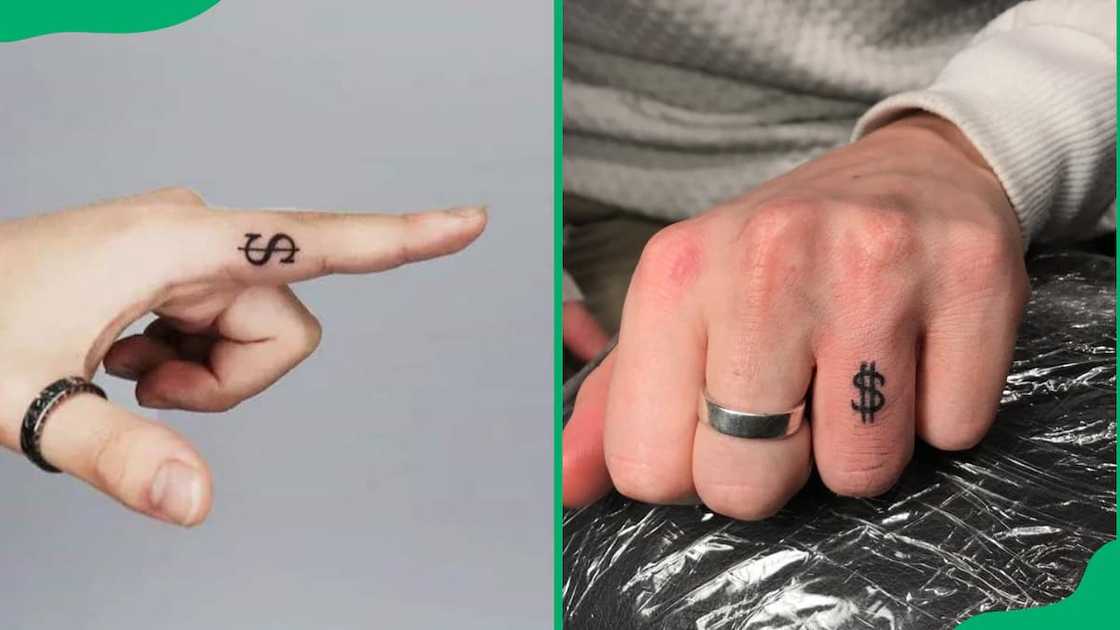 A dollar sign finger tattoo A dollar sign finger tattoo
