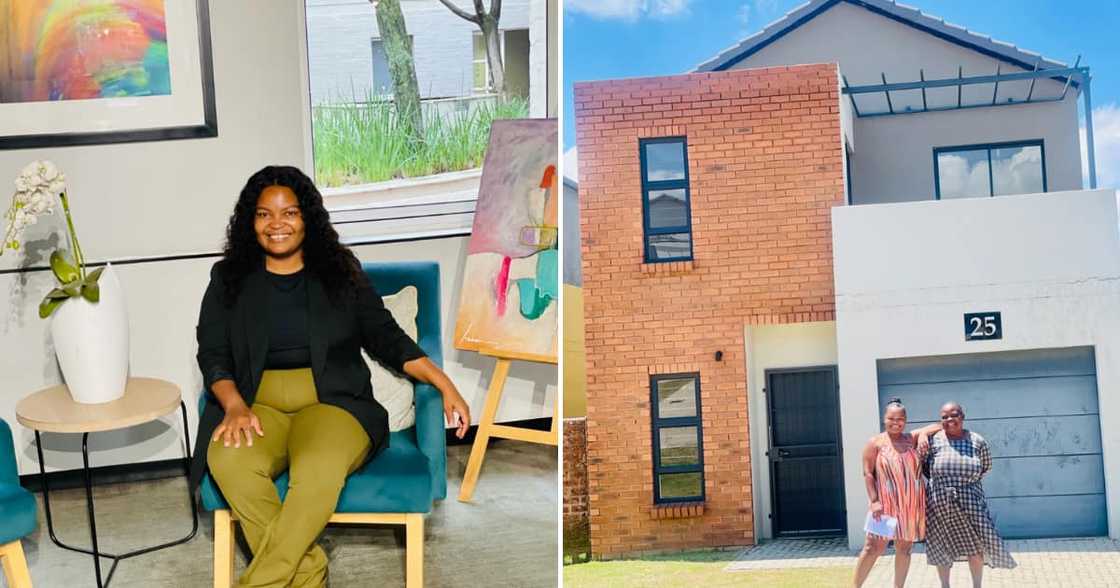 A lady celebrated becoming a new homeowner. A lady celebrated becoming a new homeowner.