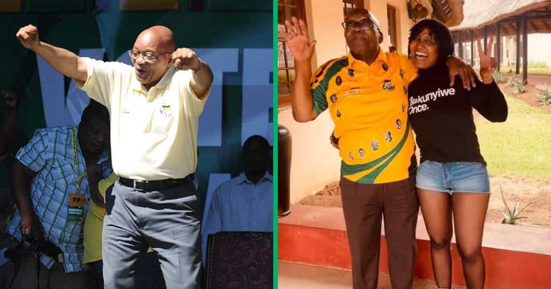 Picture collage of former president Jacob Zuma and his daughter Duduzile Zuma Picture collage of former president Jacob Zuma and his daughter Duduzile Zuma