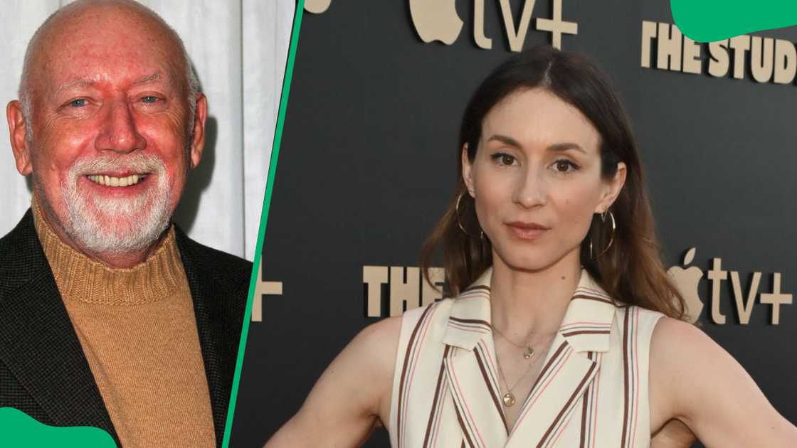Donald P. Bellisario in 2004 (L). Troian Bellisario at the 2025 premiere of The Studio (R) Donald P. Bellisario in 2004 (L). Troian Bellisario at the 2025 premiere of The Studio (R)