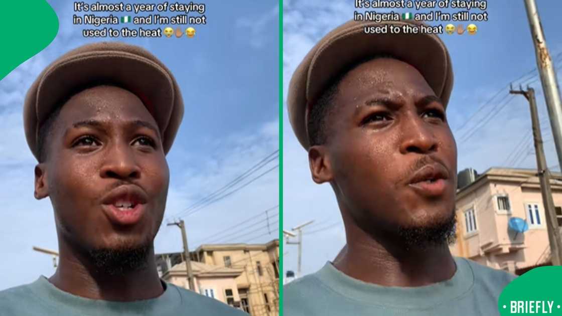 The visual on the right showed Vukonke sweating due to the hot weather in Nigeria