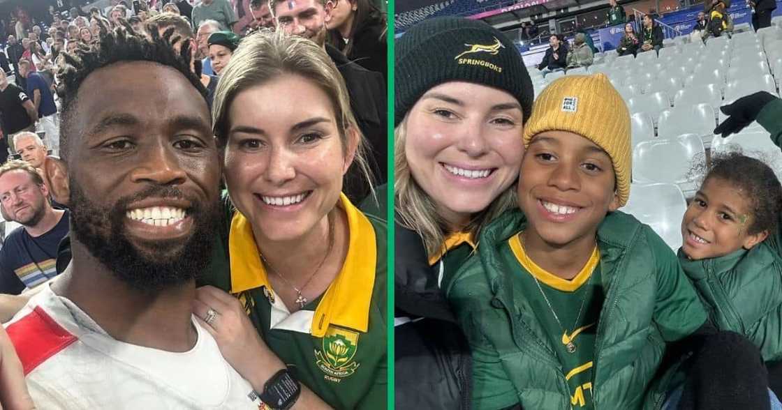 Rachel Kolisi, Siya Kolisi, Nicholas Kolisi, Keziah Kolisi in France