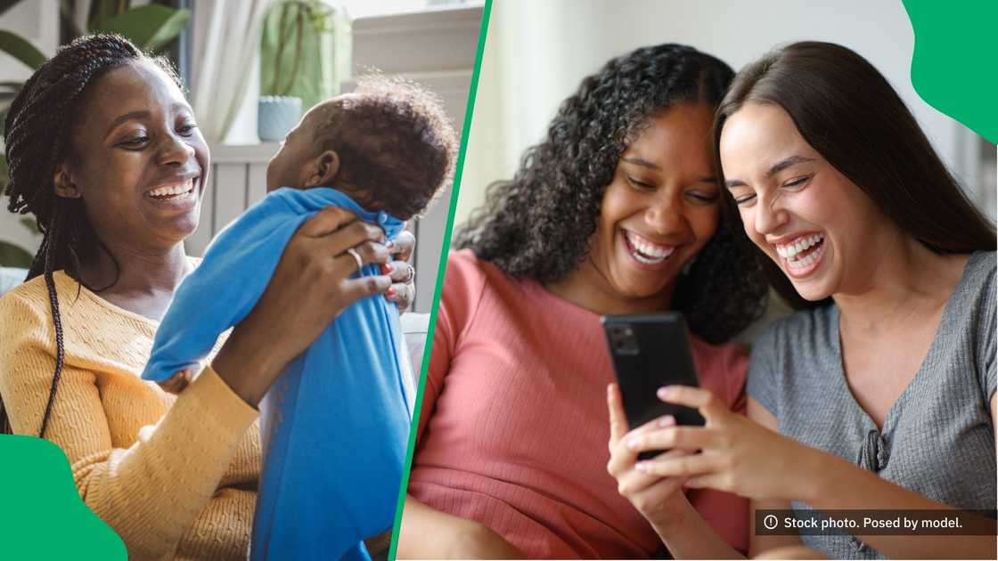 A young woman and baby made people online laugh. A young woman and baby made people online laugh.