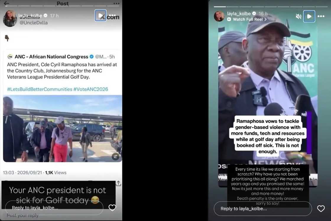Layla Kolbe calls out Ramaphosa over GBV response