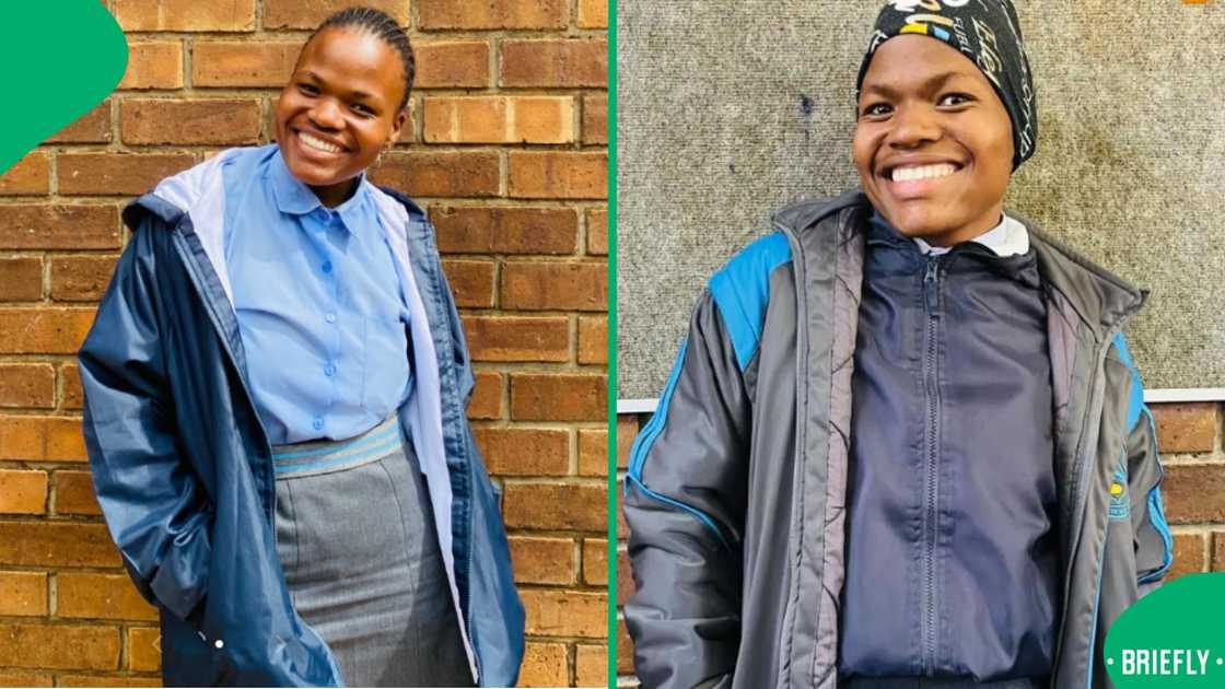 She shared a post of herself at school, wearing a school uniform, touching hearts