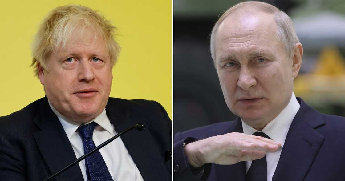 Former UK prime minister Boris Johnson and Russian President Vladimir Putin