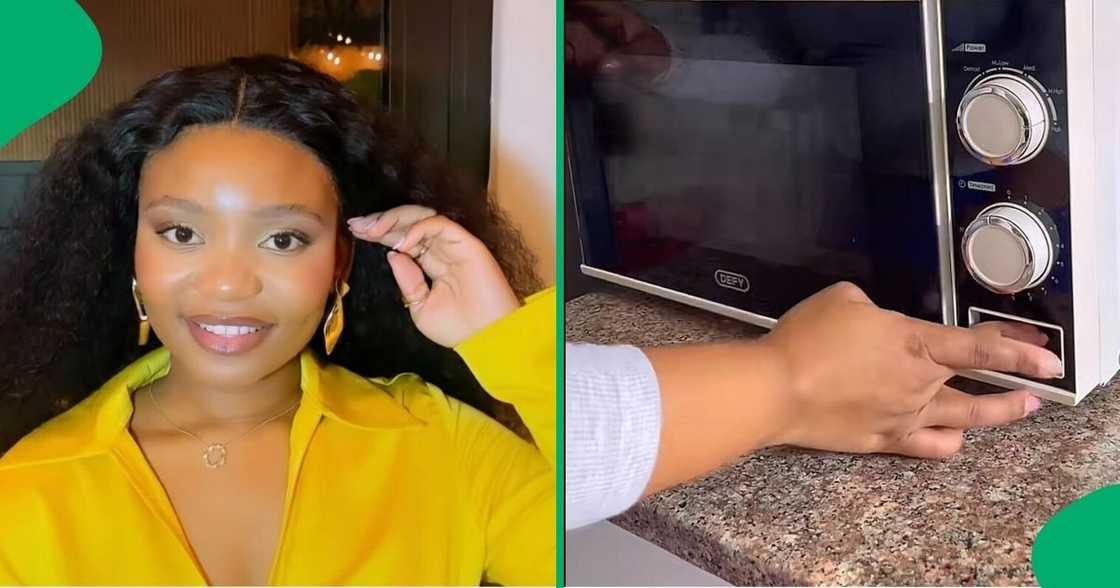 A woman showed off a microwave cleaning hack in a TikTok video. A woman showed off a microwave cleaning hack in a TikTok video.