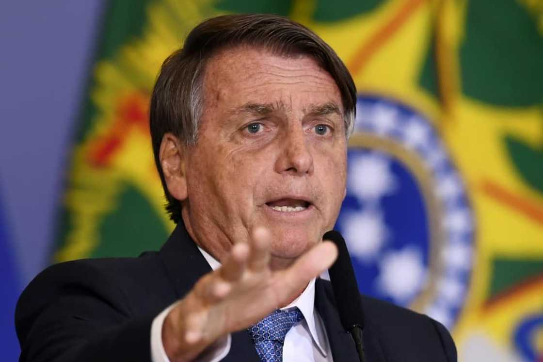 A file photo of Brazilian President Jair Bolsonaro giving a speech on June 7 2022