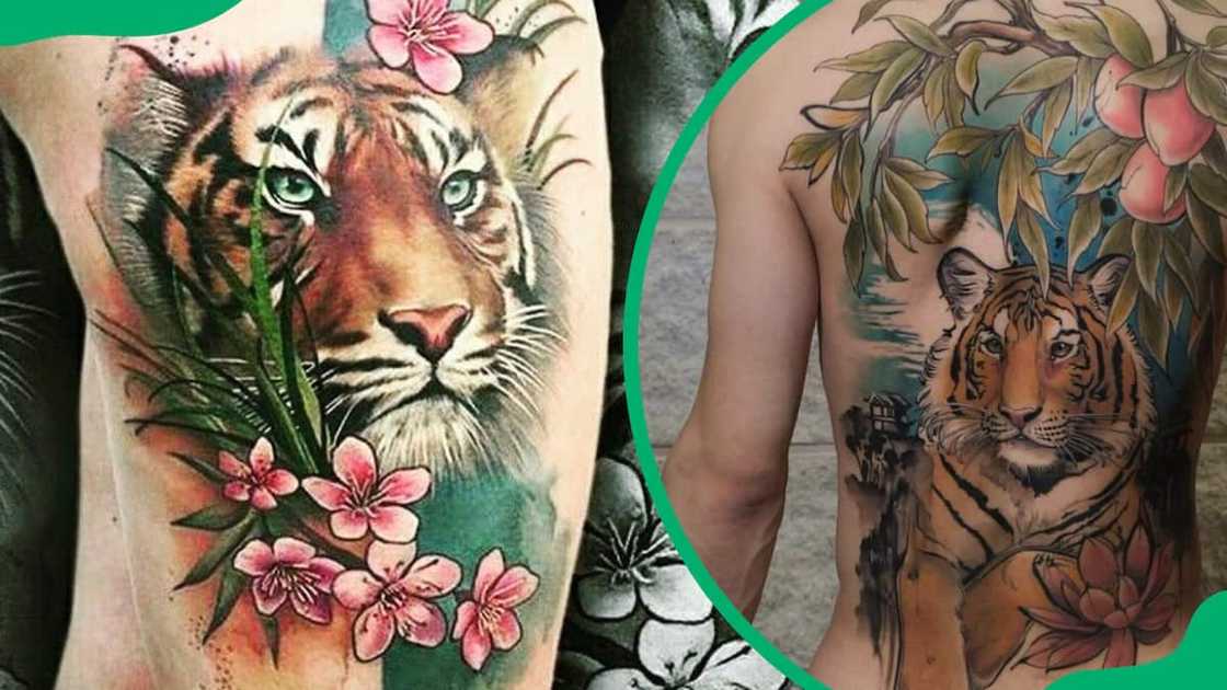Tiger and Lotus Flower tattoo Tiger and Lotus Flower tattoo
