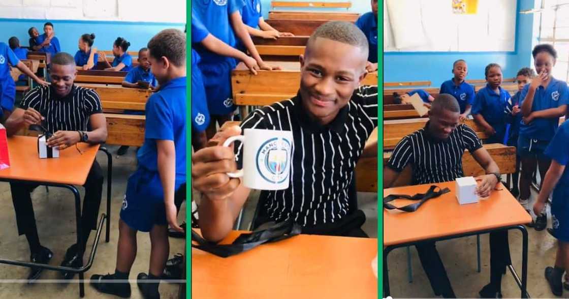 Teacher receives gift from pupils Teacher receives gift from pupils